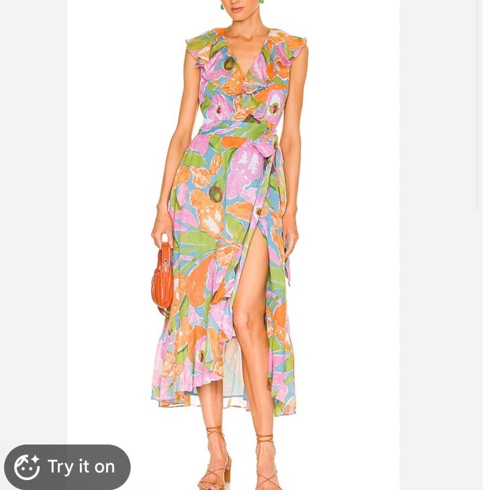 Banjanan Eris Dress Euphoric Bloom Breeze Floral Ruffle Boho Maxi Dress Small